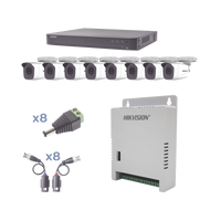 KIT TurboHD 1080p / DVR 8 Canales / 8 Cámaras Bala (exterior 2.8 mm) / Transceptores / Conectores / Fuente de Poder Profesional hasta 15 Vcc para Larga Distancias