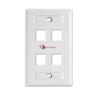 Placa de pared Keystone de 4 salidas, color blanco, para Jacks Keystone Z-MAX y MAX