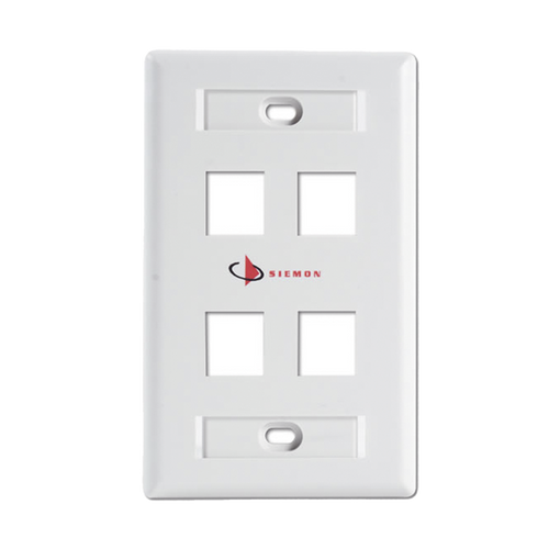 Placa de pared Keystone de 4 salidas, color blanco, para Jacks Keystone Z-MAX y MAX