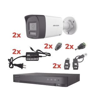 Kit Audio Bidireccional TurboHD 1080p / DVR 4 Canales / 2 Cámaras Bala (Exterior) con Bocina y Microfóno Integrado / 2 Fuentes de Poder / Accesorios