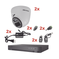 Kit Audio Bidireccional TurboHD 1080p / DVR 4 Canales / 2 Cámaras Eyeball (Exterior) con Bocina y Microfóno Integrado / 2 Fuentes de Poder / Accesorios