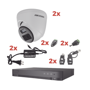 Kit Audio Bidireccional TurboHD 1080p / DVR 4 Canales / 2 Cámaras Eyeball (Exterior) con Bocina y Microfóno Integrado / 2 Fuentes de Poder / Accesorios