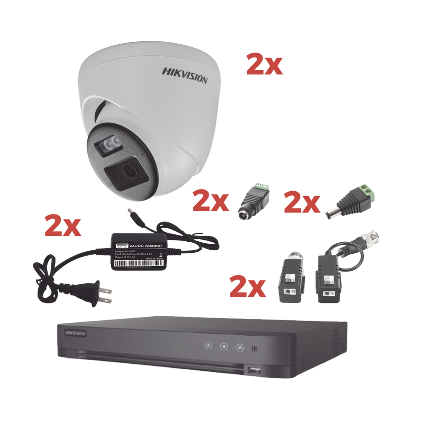 Kit Audio Bidireccional TurboHD 1080p / DVR 4 Canales / 2 Cámaras Eyeball (Exterior) con Bocina y Microfóno Integrado / 2 Fuentes de Poder / Accesorios