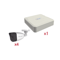 Kit IP 1080p (2 Megapixel) / NVR de 4 Canales con 4 Puertos PoE / 4 Cámaras IP Bala para Exteior