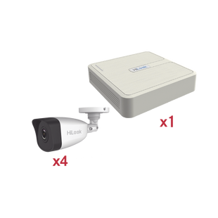 Kit IP 1080p (2 Megapixel) / NVR de 4 Canales con 4 Puertos PoE / 4 Cámaras IP Bala para Exteior