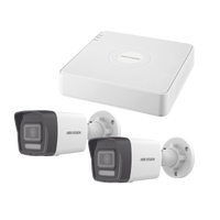 Kit IP 1080p (2 Megapixel) / NVR de 4 Canales con 4 Puertos PoE / 2 Cámaras Bala IP con Microfono Integrado / ColorVu Lite y ACUSENSE Lite