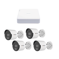 Kit IP 1080p (2 Megapixel) / NVR de 4 Canales con 4 Puertos PoE / 4 Cámaras IP Bala ColorVu Lite y ACUSENSE Lite / Micrófono Integrado