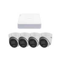 Kit IP 1080p (2 Megapixel) / NVR de 4 Canales con 4 Puertos PoE / 4 Cámaras IP Turret con Micrófono Integrado / ColorVu y ACUSENSE Lite