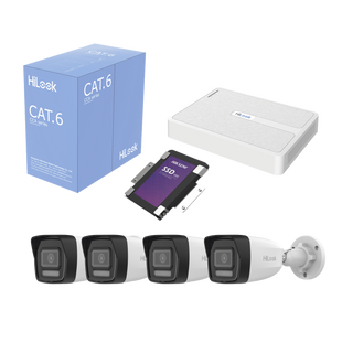 Kit IP 2 Megapixel / NVR de 8 Canales con 8 Puertos PoE / 4 Cámaras IP Bala para Exterior / Micrófono Integrado / Bobina de Cable de 305 mts / SSD 1 TB
