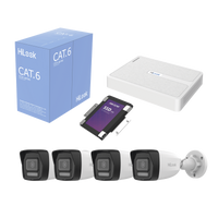 Kit IP 2 Megapixel / NVR de 8 Canales con 8 Puertos PoE / 4 Cámaras IP Bala para Exterior / Micrófono Integrado / Bobina de Cable de 305 mts / SSD 1 TB