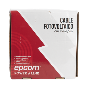 Kit de 2 rollos de 100 metros de cable fotovoltaico de cobre, rojo y negro, calibre 10 AWG (6mm²), Tipo PV,  1000/2000 V y 120°C.