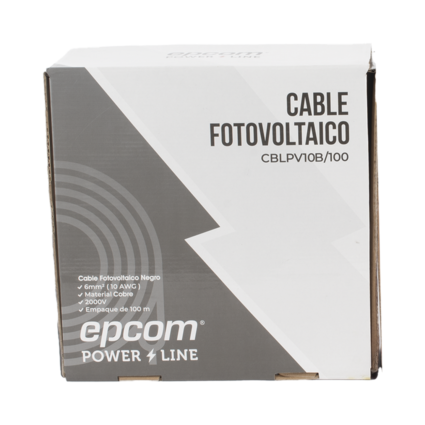 Kit de 2 rollos de 100 metros de cable fotovoltaico de cobre, rojo y negro, calibre 10 AWG (6mm²), Tipo PV,  1000/2000 V y 120°C.