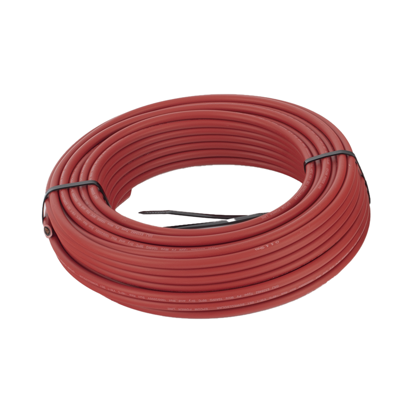 Kit de 2 rollos de 100 metros de cable fotovoltaico de cobre, rojo y negro, calibre 10 AWG (6mm²), Tipo PV,  1000/2000 V y 120°C.