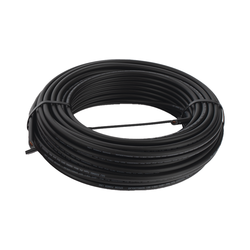Kit de 2 rollos de 25 metros de cable fotovoltaico de cobre, rojo y negro, calibre 10 AWG (6mm²), Tipo PV,  1000/2000 V y 120°C.