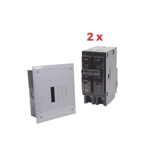 Kit Centro de Carga 4P para empotrar con 2 Interruptores Térmicos de 2 Polos, 20Amp 120/240Vca 10kA.