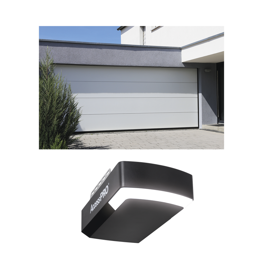 KIT COMPLETO Puerta GARAGE107 / Lisa Linea Central / Color blanco / Insulada / Incluye Motor FS1000APPRT / 1/2HP / Fuerte/Silencioso/Luz LED/Motor DC .