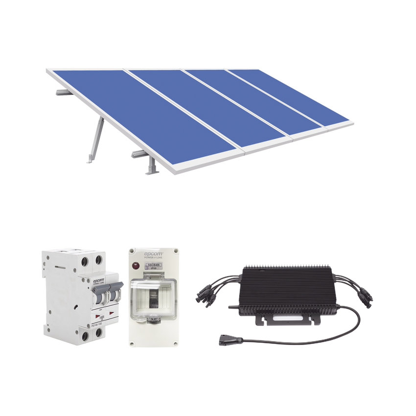 Kit Solar para Interconexión de 1.8KW de Potencia Pico 220Vca con Microinversor y 4 Módulos de 450 W (Incluye Montaje y Protecciones).