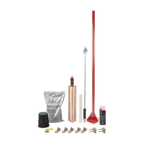 Kit Pararrayo con Punta en Aluminio con Accesorios para Protección de Diámetro de 160 m.