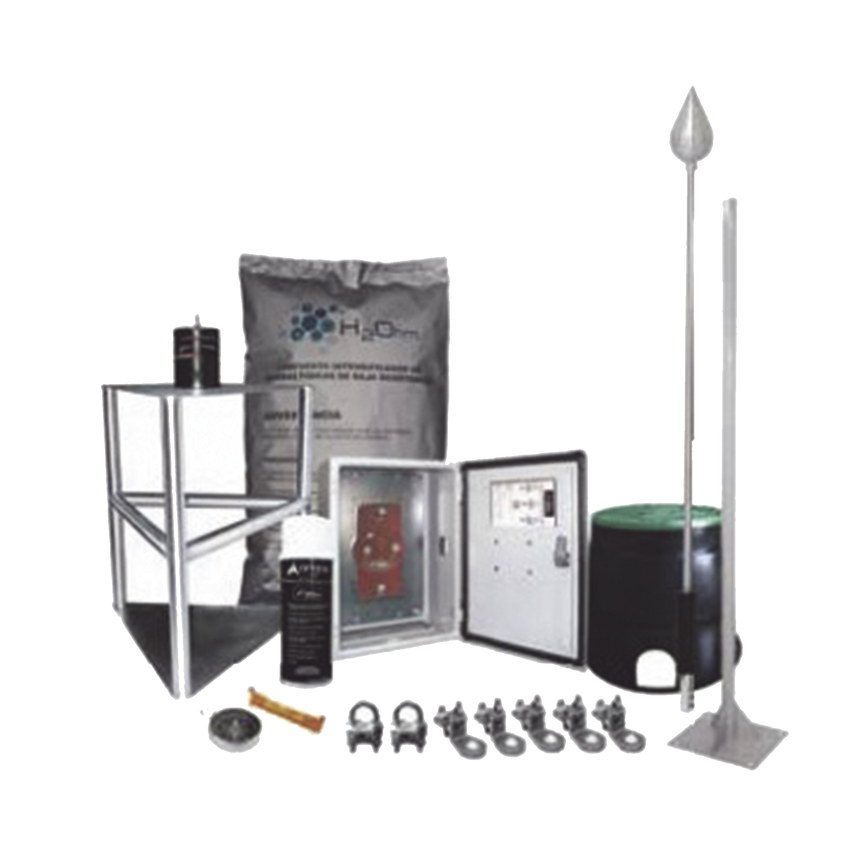 Kit Pararrayo con Accesorios de Instalación, Fabricado en Acero Inoxidable con Protección de Diámetro de 200m.