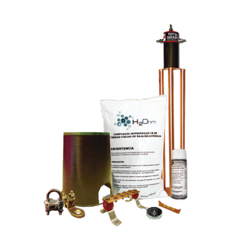 Kit de Tierra Física con Electrodo TG100AB y accesorios de instalación.