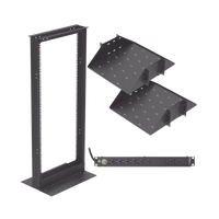 Kit de Rack Estándar 19", 24 UR con 2 Charolas  y PDU (8 tomas). Ideal para UPS y Servidores tipo Torre.