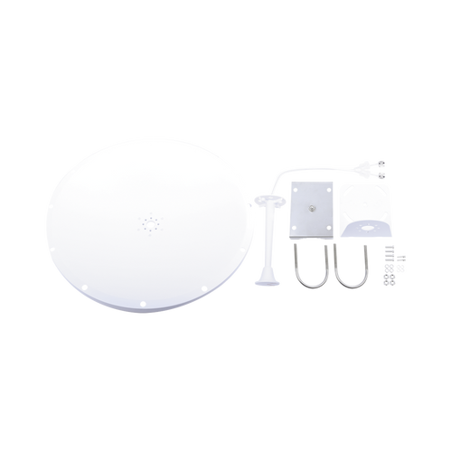 Kit de Antena y radomo, ganancia de  28 dBi, rango de frecuencia extendida (4.9 a 6.5 GHz), conectores SMA-macho inverso, incluye jumper, distancia de hasta 15 km