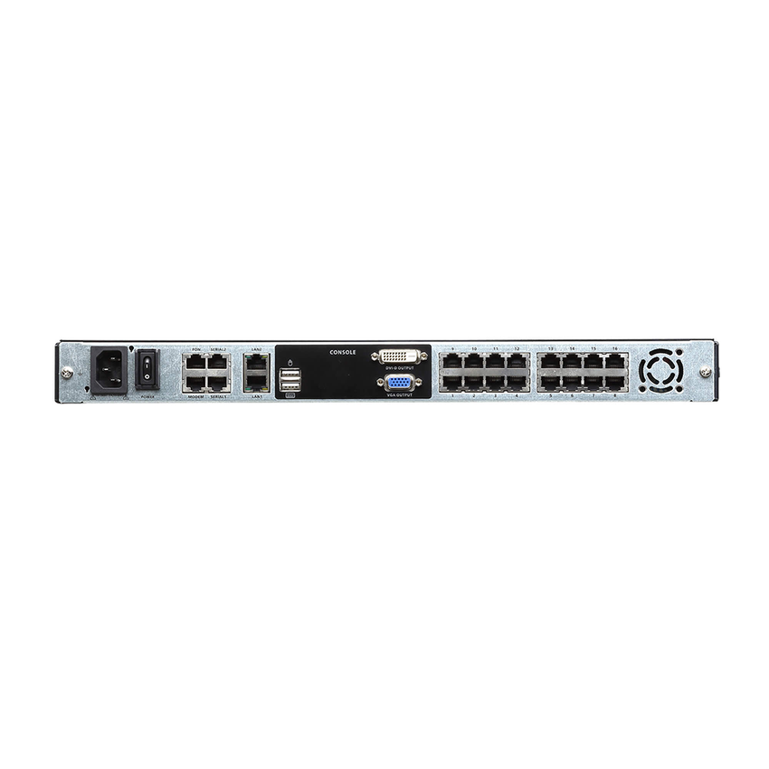 Consola LCD dual | rail con switch KVM  por IP integrado multi-interfaz | Cat 5 de 16 puertos de 1 consola local y 1 consola remota
