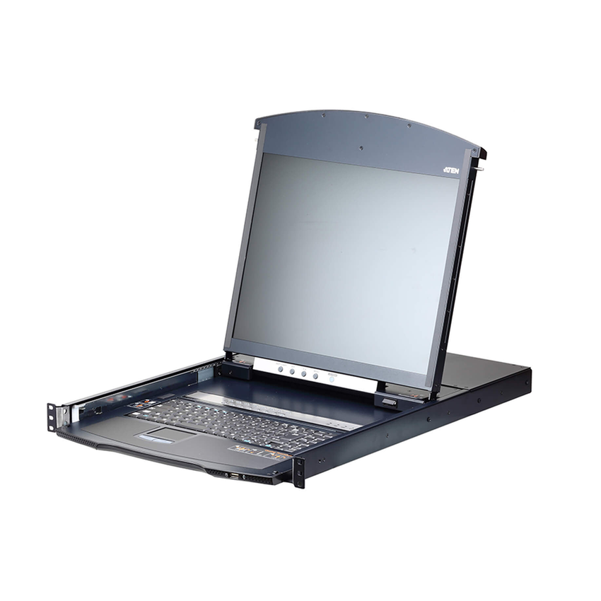 Consola LCD dual | rail con switch KVM  por IP integrado multi-interfaz | Cat 5 de 16 puertos de 1 consola local y 1 consola remota