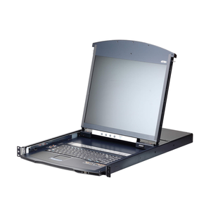 Consola LCD dual | rail con switch KVM  por IP integrado multi-interfaz | Cat 5 de 16 puertos de 1 consola local y 1 consola remota