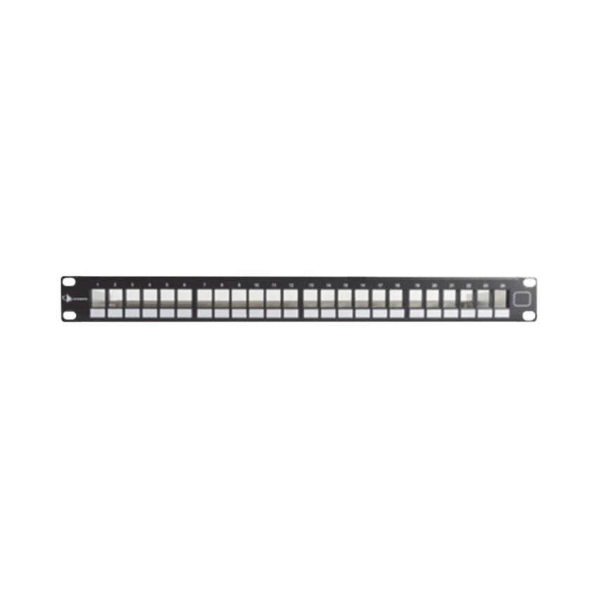 Patch Panel UTP Keystone de 24 puertos Modular (vacío) , Plano, 1UR, compatible con Jacks Keystone UTP Z-MAX® y MAX®