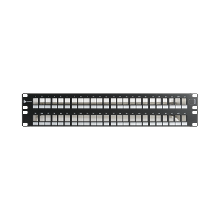 Patch Panel UTP Keystone de 48 Puertos Modular (Vacío), Plano, 2UR, Compatible con Jacks Keystone UTP Z-MAX y MAX