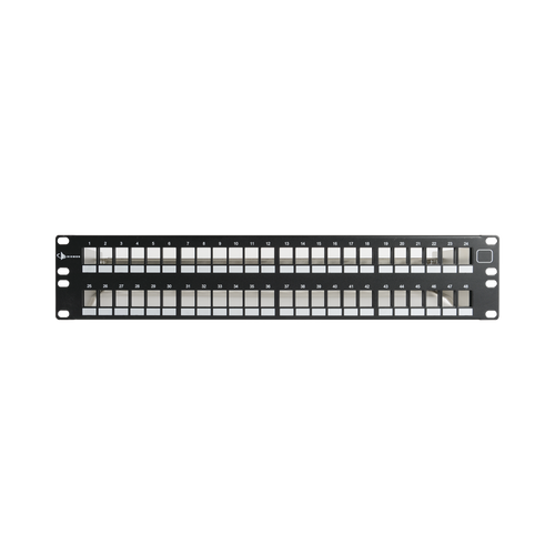 Patch Panel UTP Keystone de 48 Puertos Modular (Vacío), Plano, 2UR, Compatible con Jacks Keystone UTP Z-MAX y MAX