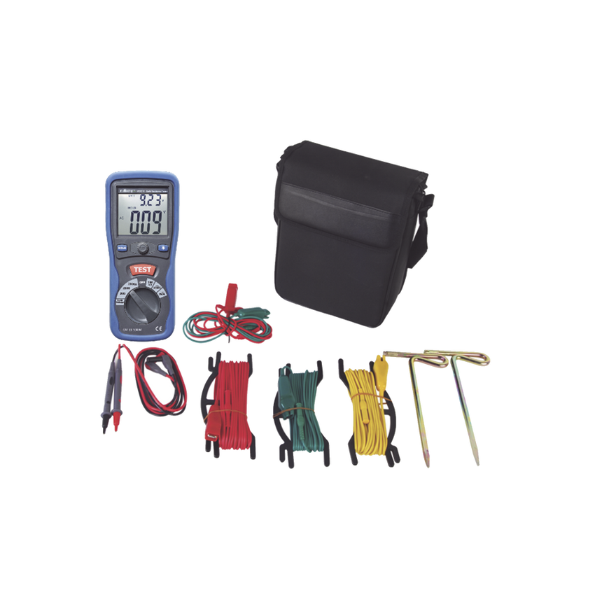 KIT de Medidor de Resistencia a Tierra Digital ( Terrómetro ), a 3 hilos  CAT III / 1000 V.