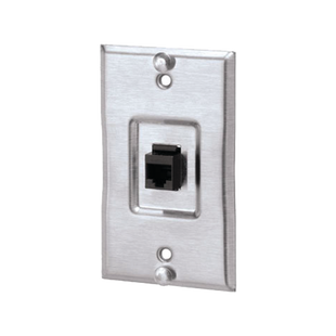 Placa de Pared Telefónica, Salida de 1 Puerto Keystone, Con Jack Cat5e Estilo TP, de Acero Inoxidable