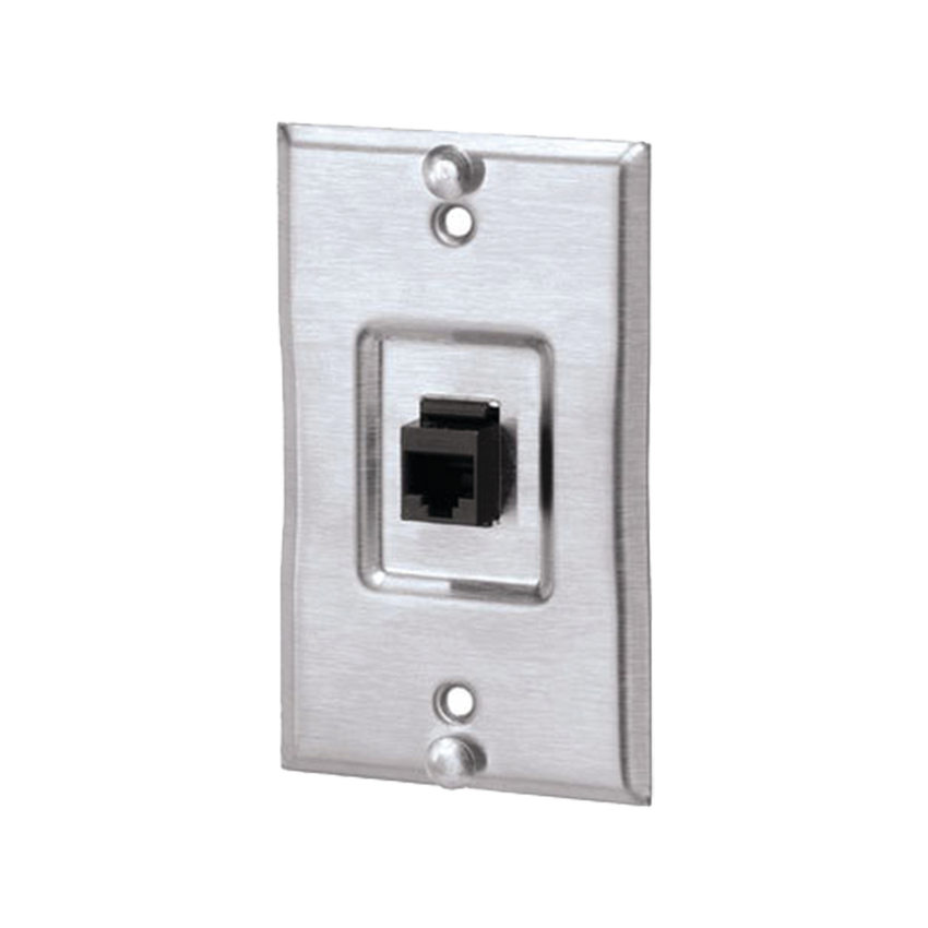 Placa de Pared Telefónica, Salida de 1 Puerto Keystone, Con Jack Cat5e Estilo TP, de Acero Inoxidable