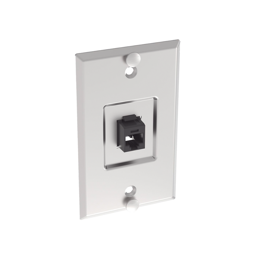 Placa de Pared Telefónica, Salida de 1 Puerto Keystone, con Jack Cat6 Estilo 110 de Impacto, de Acero Inoxidable