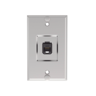 Placa de Pared Telefónica, Salida de 1 Puerto Keystone, Con Jack Cat6 Estilo 110 de Impacto, de Acero Inoxidable