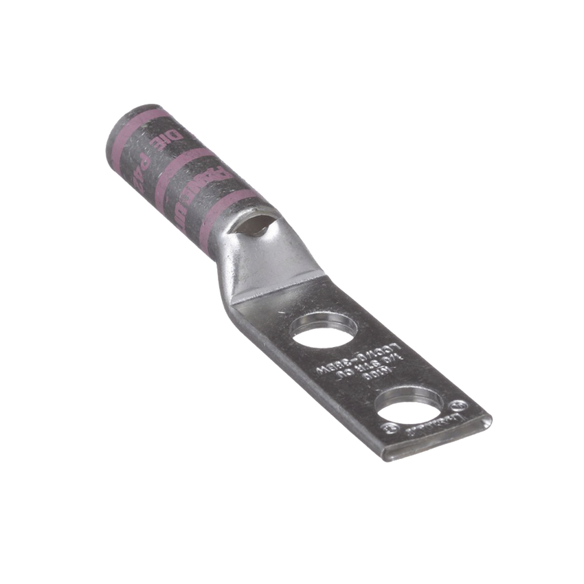 Zapata de compresión LCC1/0-38DW-X para cal. 1/0 Awg, Doble barreno para tornillo prisionero de 3/8, 1 Pz