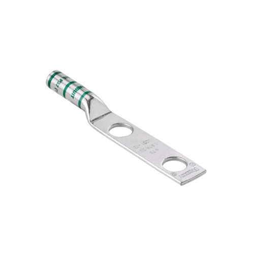 Terminal de Compresión Pan-Lug™ de Barril Largo, de Dos Orificios de 1/2", para Cable 6 AWG, Espacios Entre Orificios de 1.75".