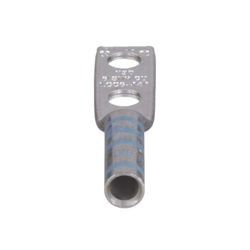 Zapata de compresión LCC6-14A-L para cal. 6 Awg, Doble barreno para tornillo prisionero de 1/4, Espaciado de orificio 16mm, 1 Pz