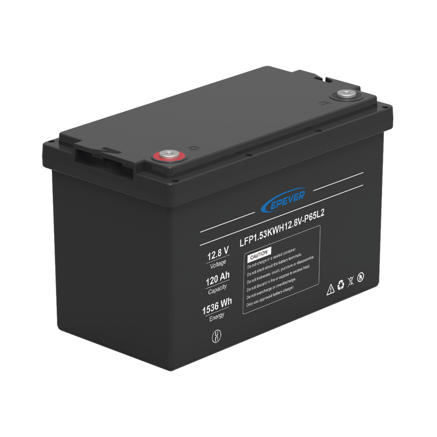 Batería de Litio LiFePO4 Ciclo Profundo 12.8Vcc, 120 Ah, 1.53Kwh, para Exterior, Libre de Mantenimiento