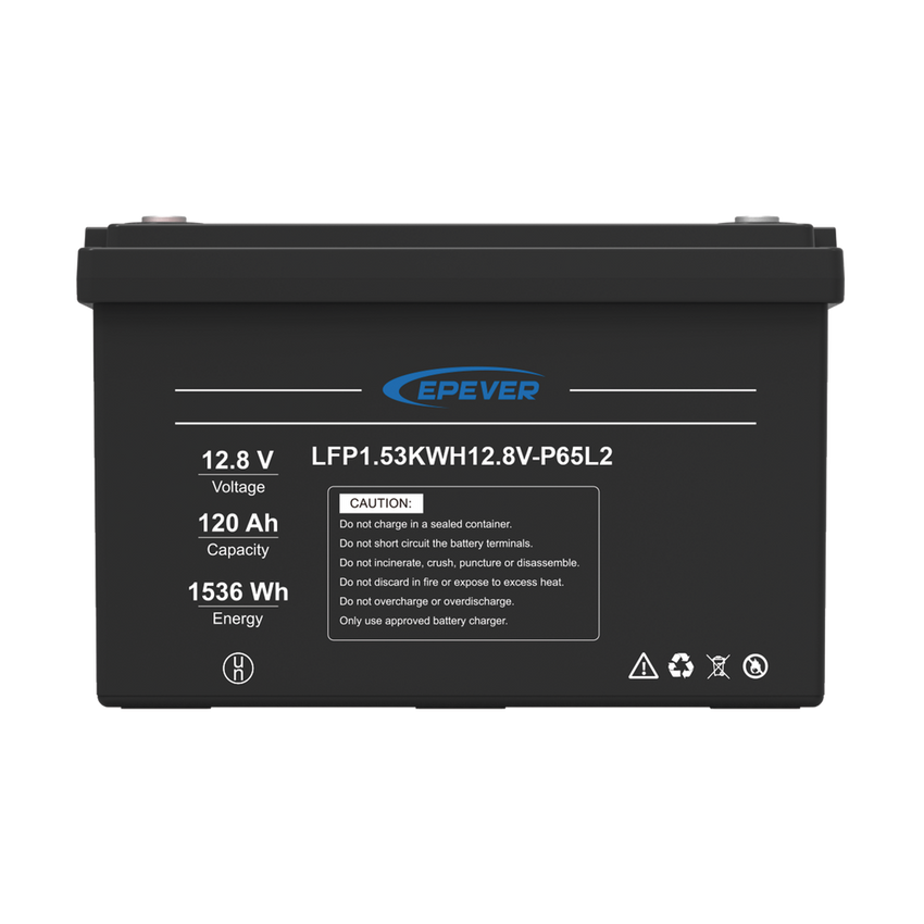 Batería de Litio LiFePO4 Ciclo Profundo 12.8Vcc, 120 Ah, 1.53Kwh, para Exterior, Libre de Mantenimiento