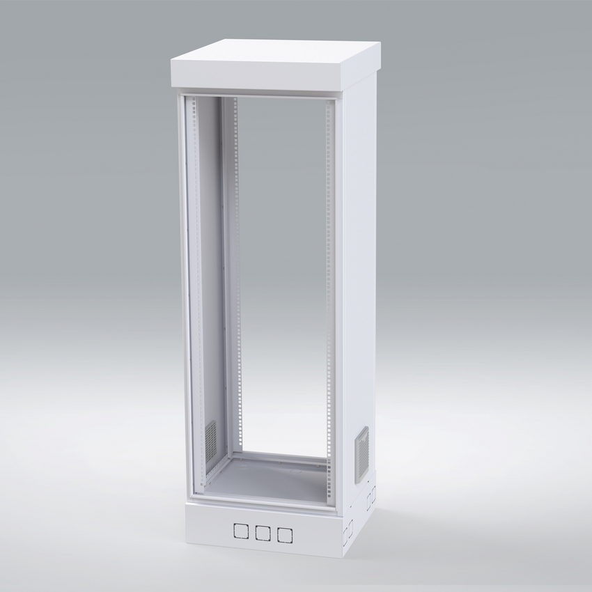 Gabinete para Piso, Capacidad, 31 Unidades de Rack, Doble puerta y Postes frontales e intermedios ajustables, Color Blanco, Se envía el Gabinete Armado.