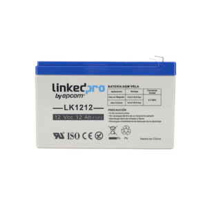 Batería 12 V / 12 Ah / UL / Tecnología AGM / Vida útil promedio de 5 años / Uso en equipo electrónico / Intrusión / Incendio/ Control de acceso / Video Vigilancia / Terminales F1 ( Incluye adaptador F2 )