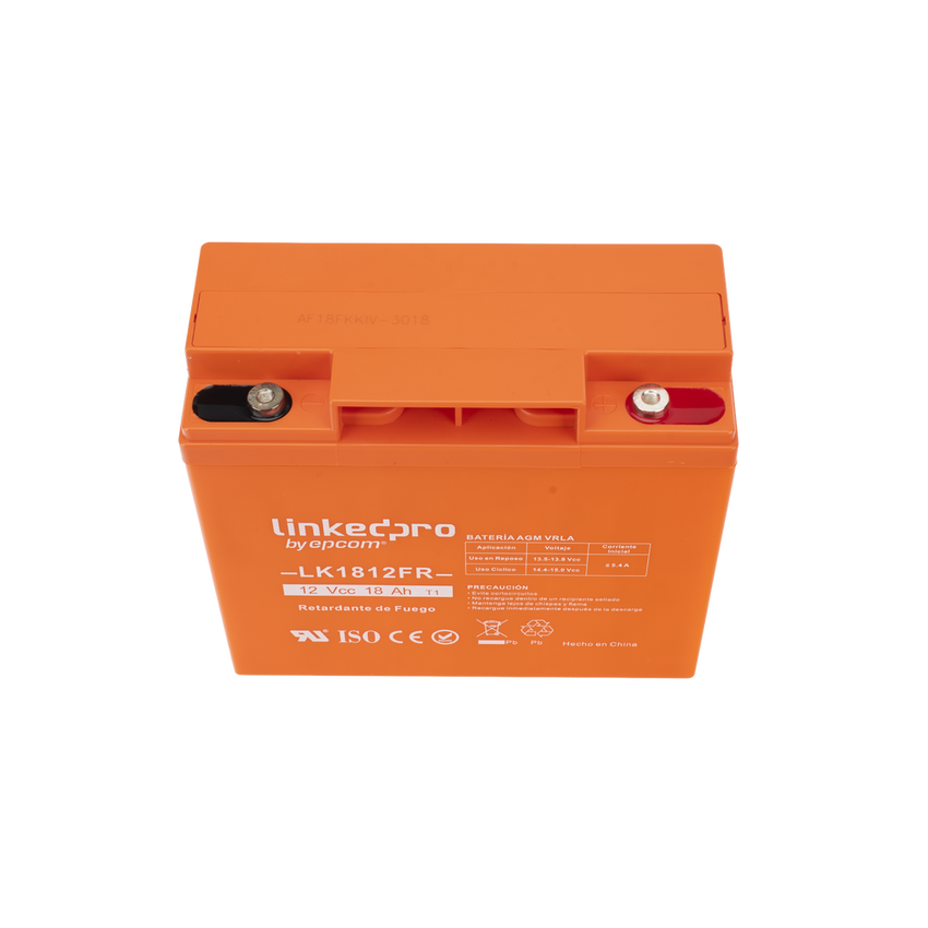 Batería de respaldo 12 V |  18 Ah | AGM | Certificada UL94-V0 Retardante a la Flama  | Especial para Seguridad Electrónica | UPS | Sistemas de Emergencia | Vida útil 5 años | Terminales T1