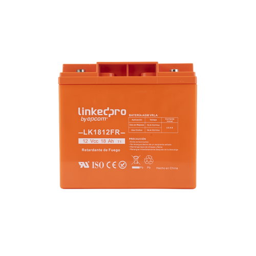 Batería 12 V / 18 Ah / UL / Tecnología AGM / Vida útil promedio de 5 años / Retardante a la Flama / Para uso en equipo electrónico, Alarmas de Intrusión / Incendio/ Control de acceso / Video Vigilancia / TermInale