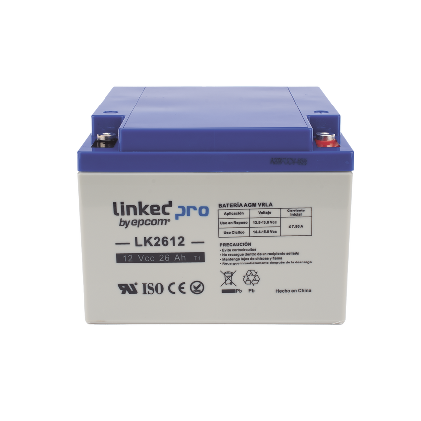 Batería de respaldo 12 V | 26 Ah AGM | Especial para Seguridad Electrónica | UPS | Sistemas de Emergencia | Vida útil 5 años | Terminales M5