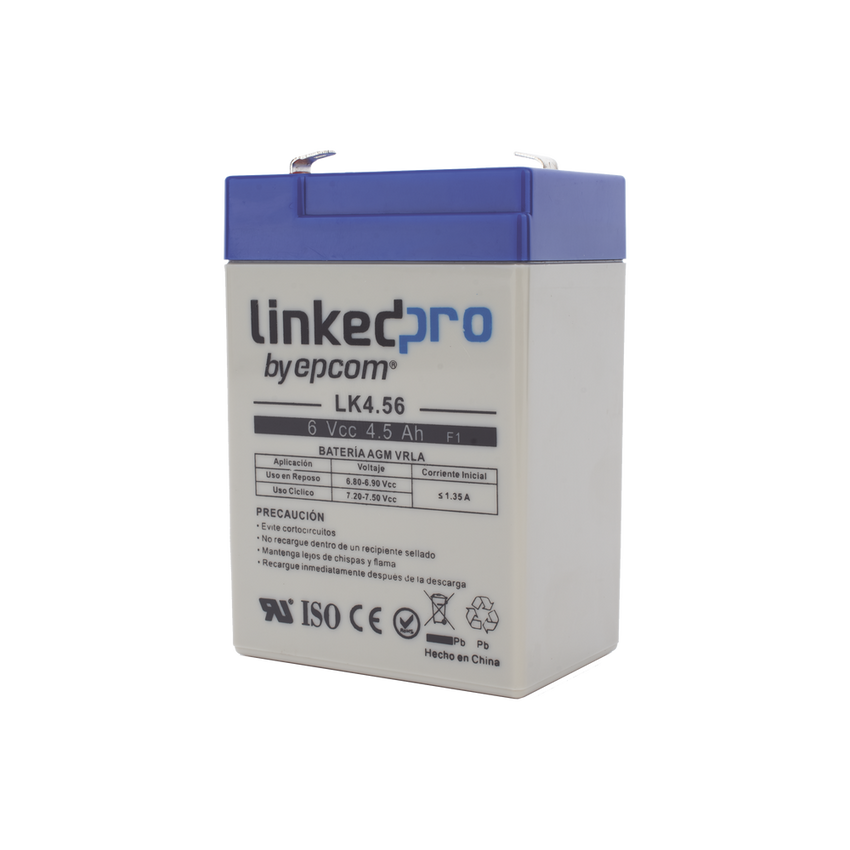 Batería de respaldo 6 V | 4.5 Ah | AGM | Especial para Seguridad Electrónica | UPS  | Sistemas de Emergencia  | Vida útil 5 años | Terminales F1  + Adaptador F2