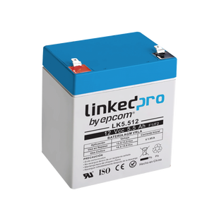 Batería 12 V / 5.5 Ah / UL / Vida útil promedio 5 años / Tecnología AGM / Para uso en equipo electrónico, Alarmas de Intrusión / Incendio/ Control de acceso / Video Vigilancia / Terminales F1 ( Incluye adaptador F