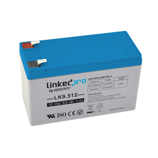 Batería 12 Vcc / 9.5 Ah / UL / Tecnología AGM-VRLA / Para uso en equipo electrónico, Alarmas de Intrusión / Incendio/ Control de acceso / Video Vigilancia / Terminales F1 ( Incluye adaptador para terminal F2 ).
